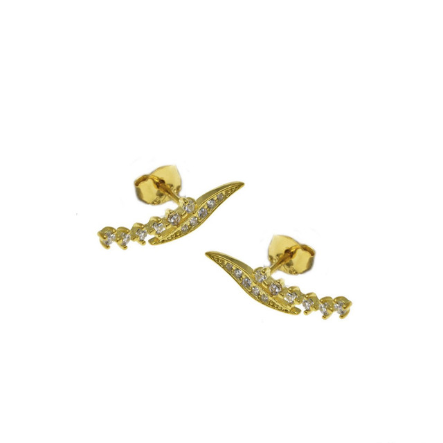 Women's Climber Earrings Curved Silver 925-Gold Plating With White Zircons 103101079.100